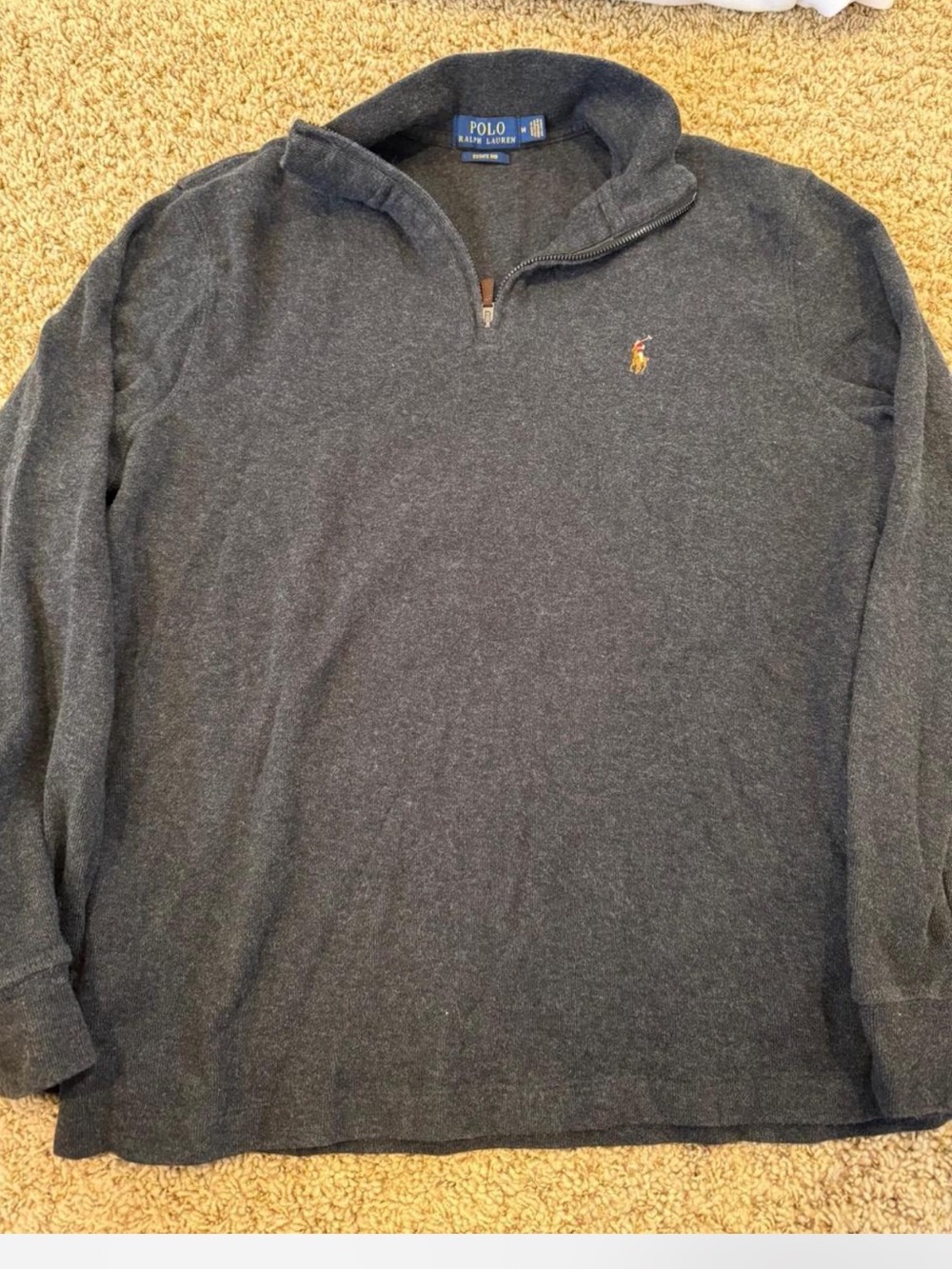 Polo by Ralph Lauren estate rib Dark Gray Quarter-Zip Sweater
